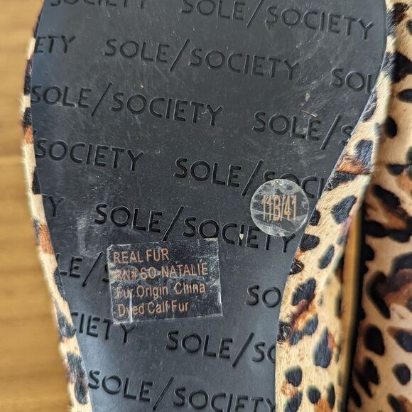 Sole Society Natalie Leopard Print Calf Fur Slip On Ballet Flats Mobwife 11 - Picture 7 of 10